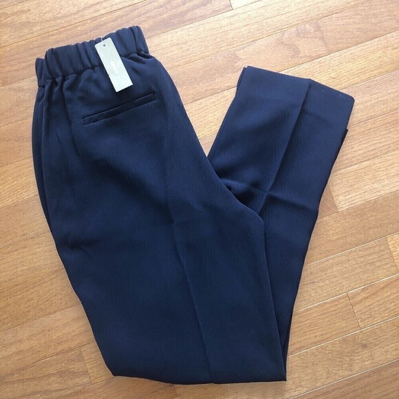 NWT J Crew Pull On Easy Trouser Pants Navy Blue Crepe G7462 size 2 High Rise - Picture 10 of 12
